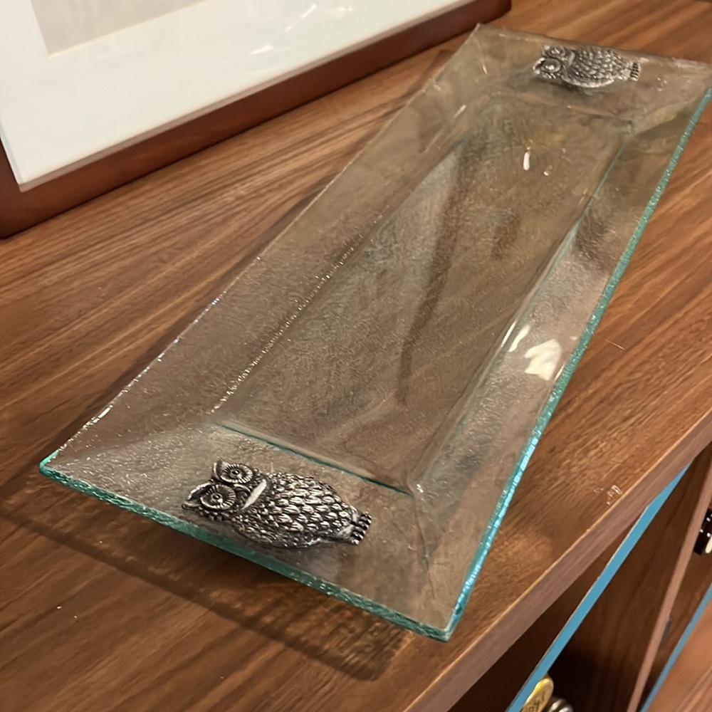Glass Owl Tray